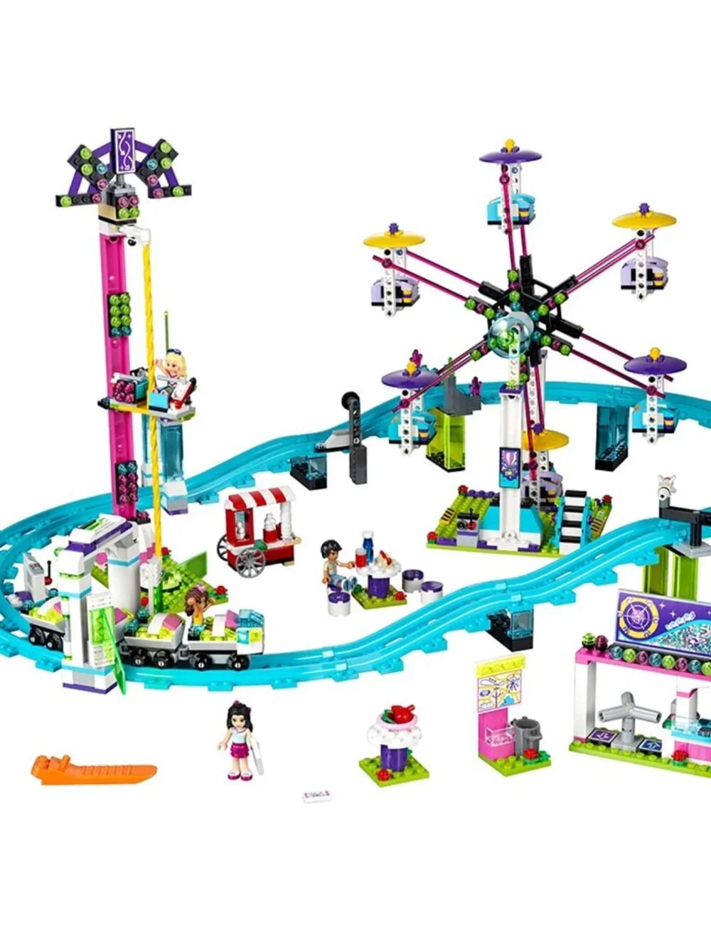 LEGO Friends Amusement Park Roller Coaster (#41130, 1124 pieces) - Retired